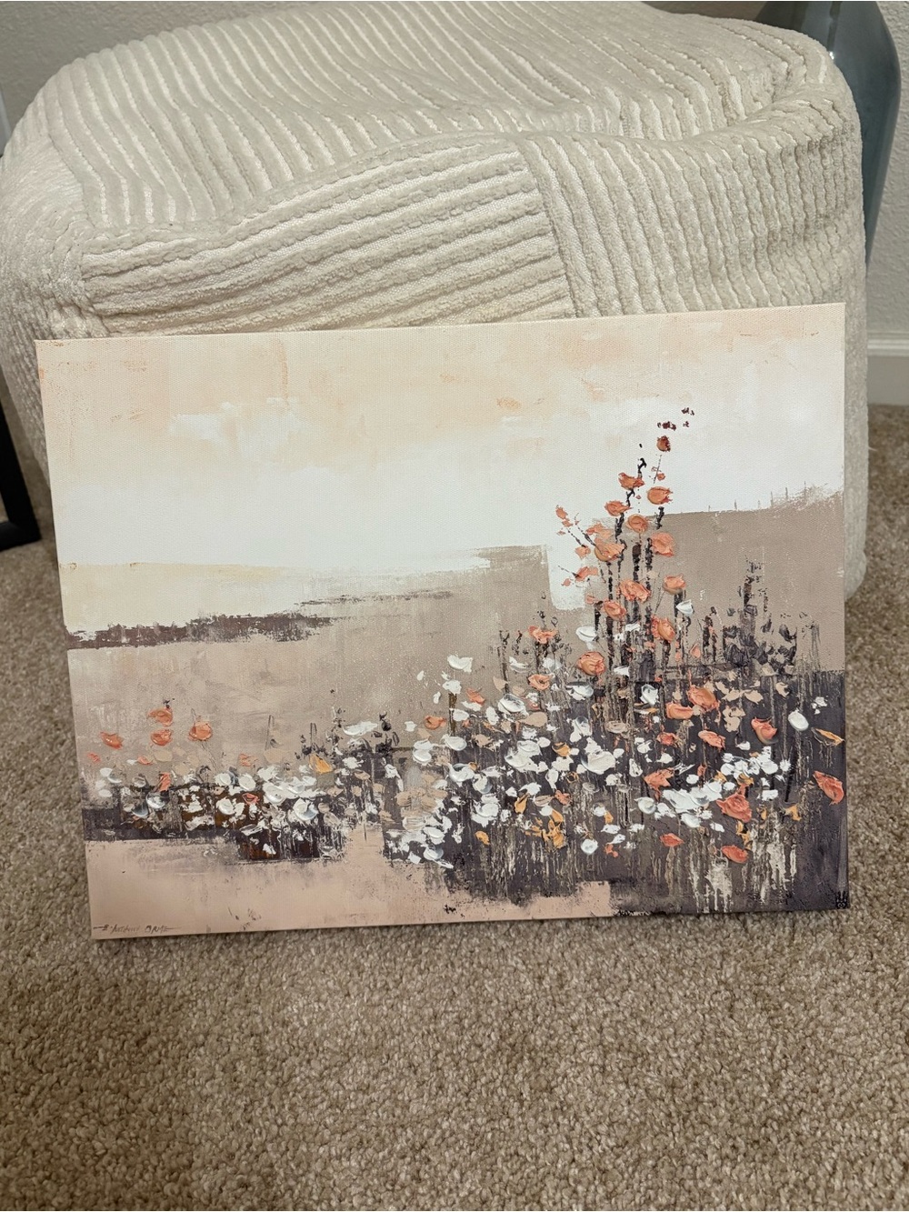 Hobby Lobby Neutral Floral Canvas in Cream, Peach, White